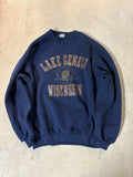 Vintage 90s Jerzees Lake Geneva Crewneck Sweatshirt Navy Xl