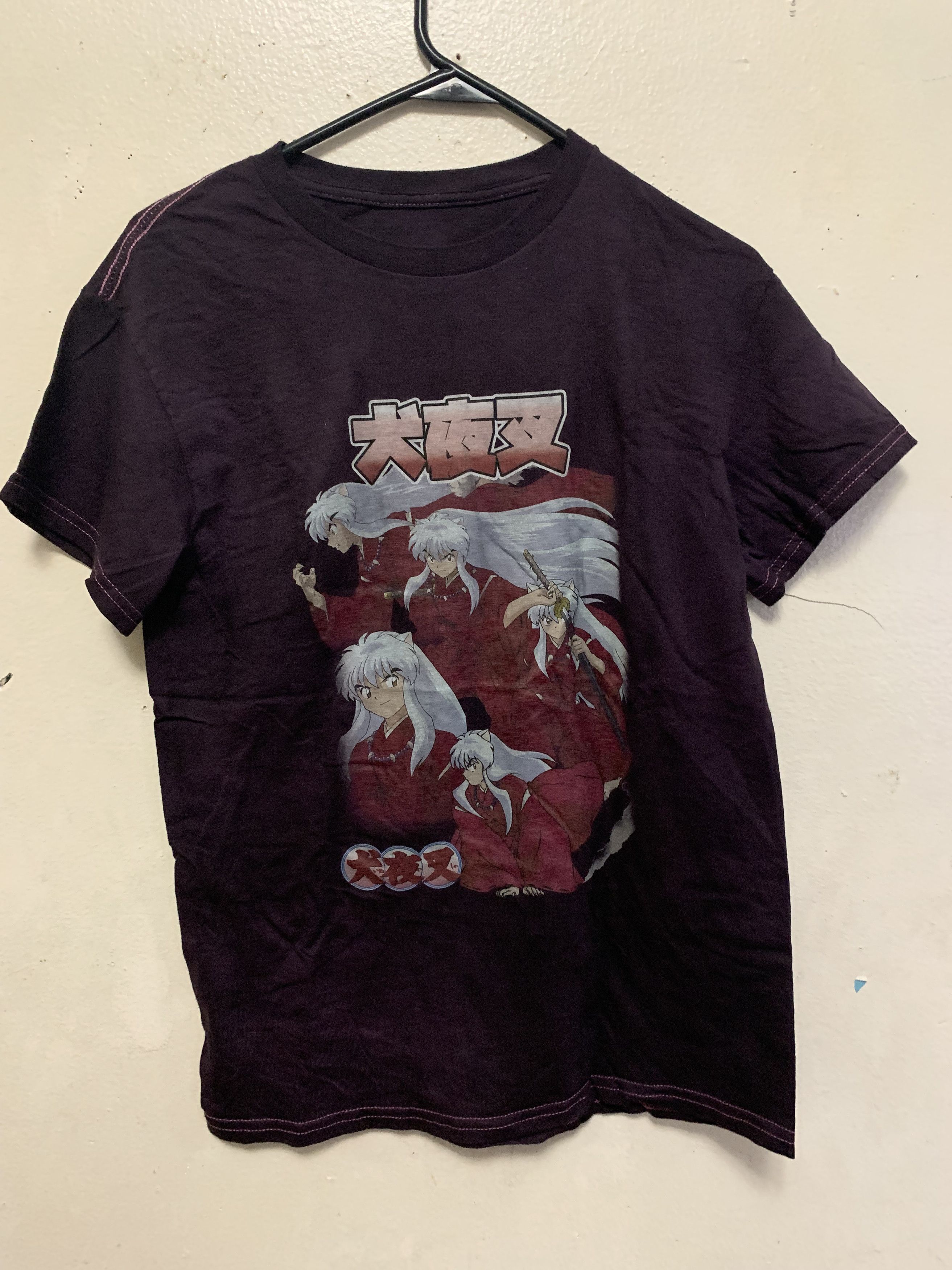 Anime Inuyasha Graphic Print Tee Burgundy Brand New