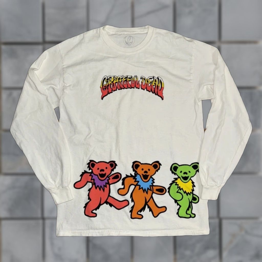 Vintage Grateful Dead Long Sleeve T Shirt White M Mens Dancing Bears 19x26 Psychedelic Rock