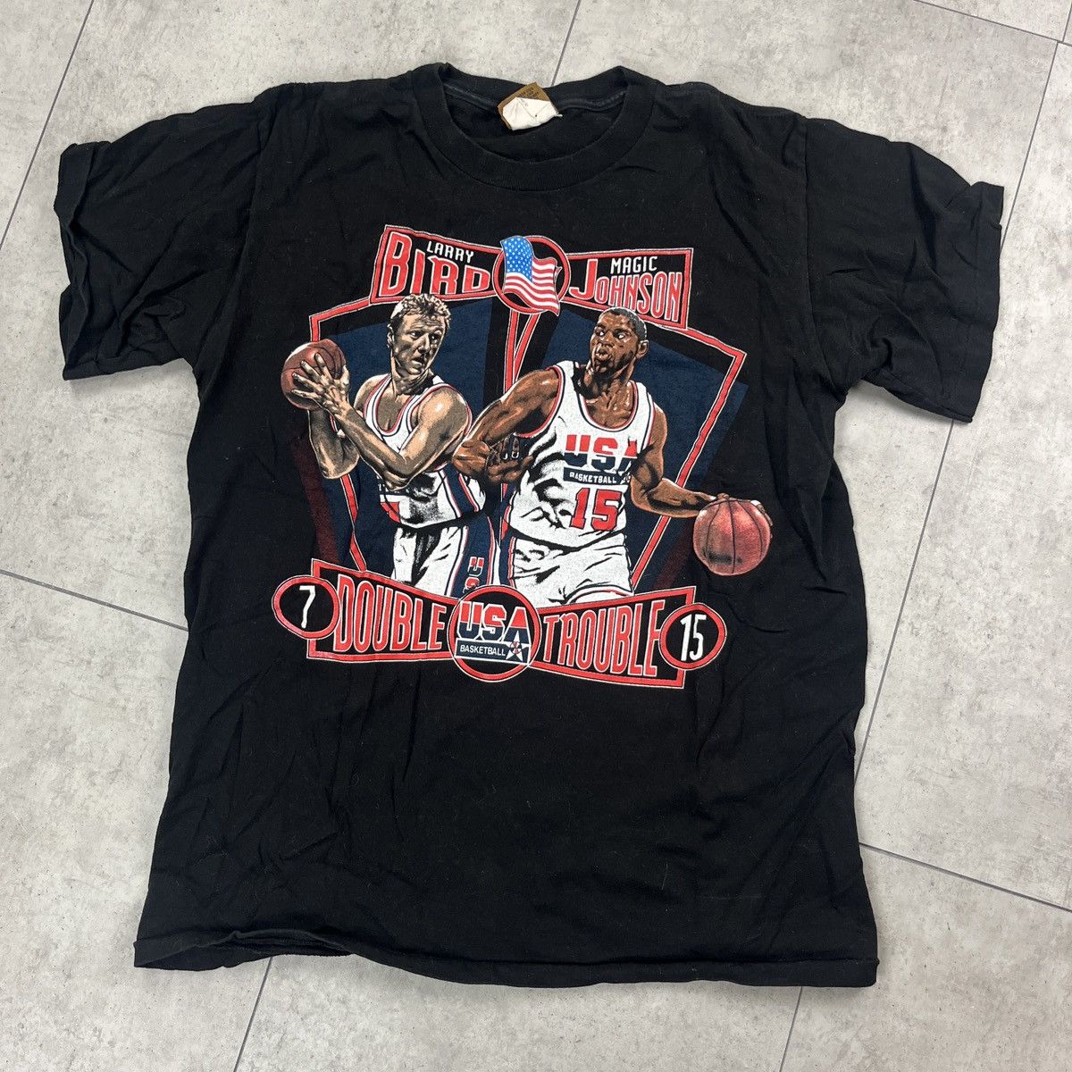 Nba Vintage 90s Larry Bird Magic Johnson Usa Basketball T Shirt Hoodie, Sweatshirt | FlexRushtees.com