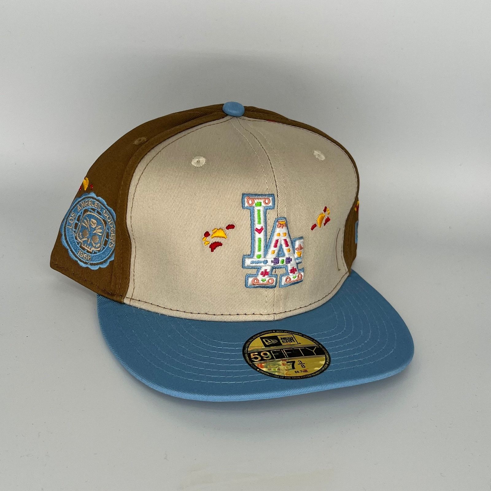 New Era Size 7 3 8 Khaki Brown Blue Los Angeles Dodgers 1958