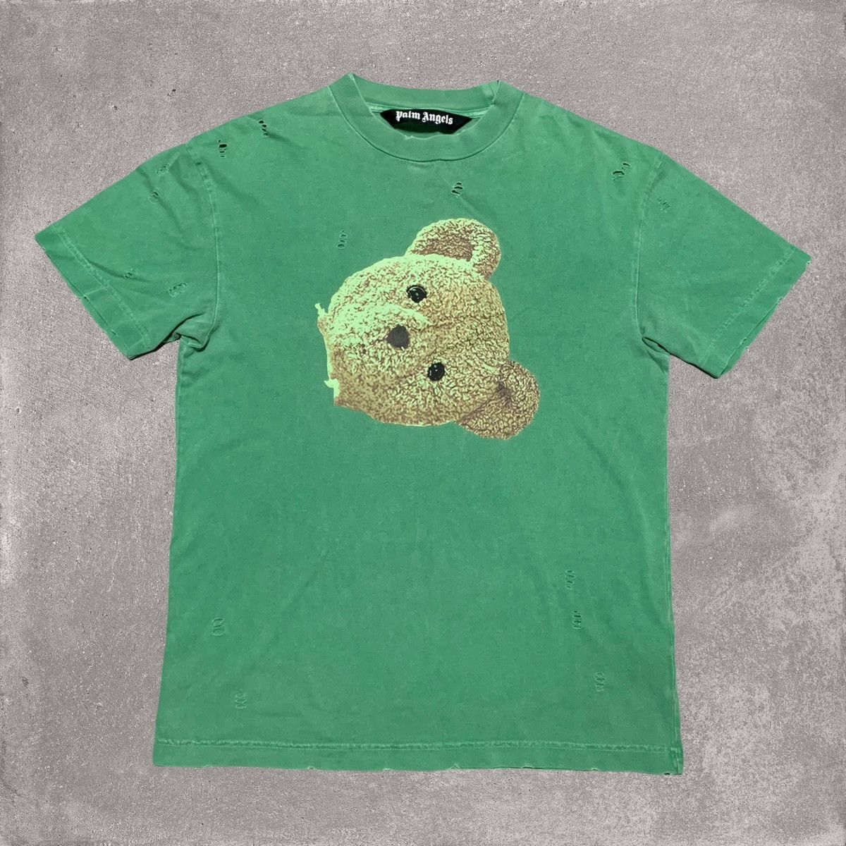 Angels Palm Angels Medium Bear Head Green Tee Distressed Hoodie, Sweatshirt | FlexRushtees.com