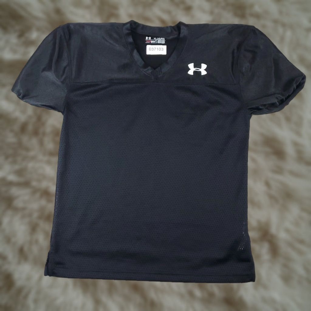 Armour Under Armour Jersey Boys Large Ylg Black Shirt Heatgear Short Sleeve Kids