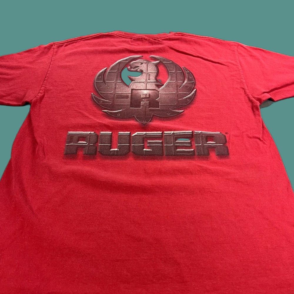 Pistola Vintage Ruger Shirt Men L Red Logo Graphic Tee Cowboy Gun Pistol 50s 60s 70s Usa Military Pa