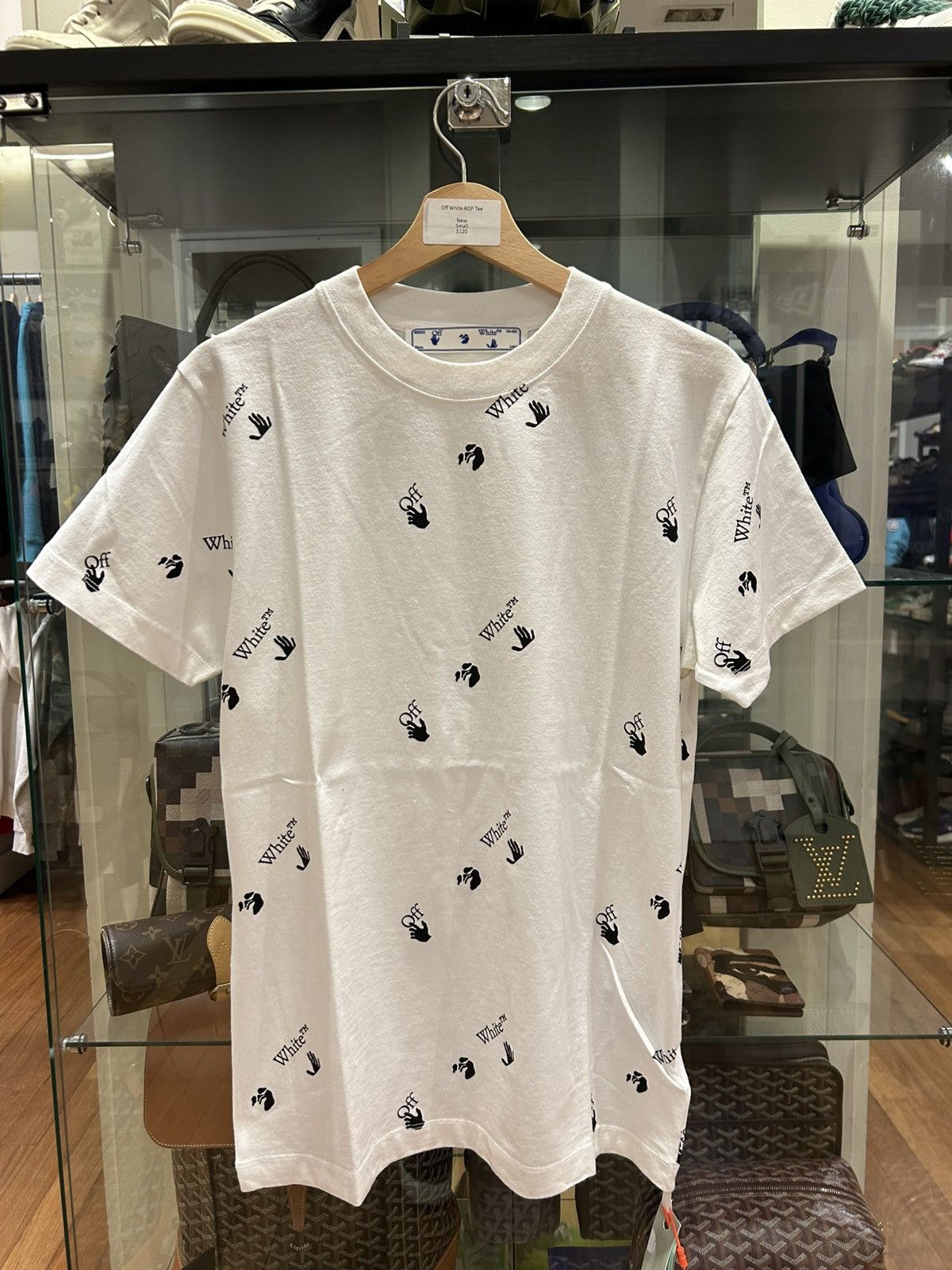 White Off White Aop Tee Hoodie, Sweatshirt | FlexRushtees.com
