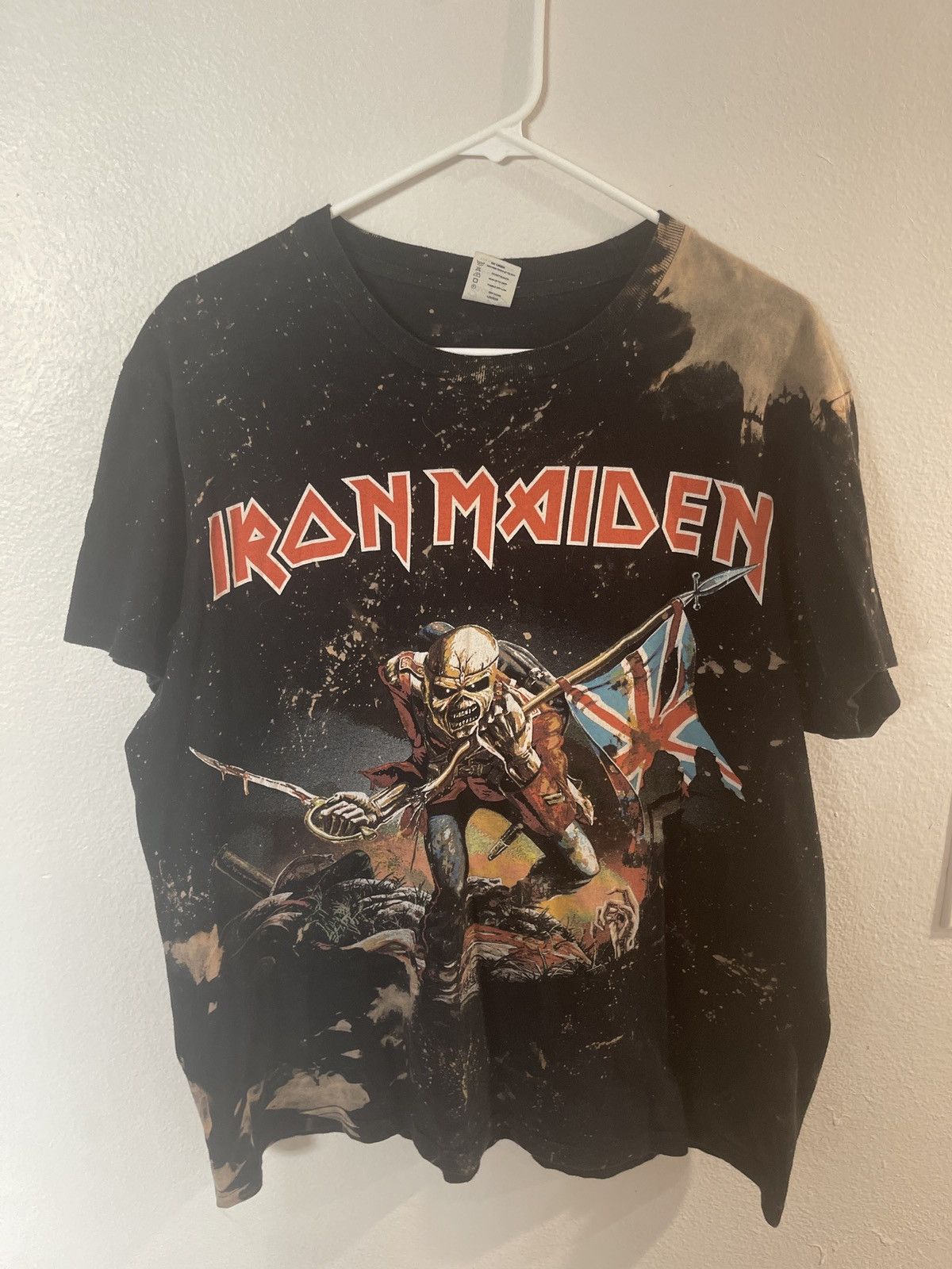 Vintage Iron Maiden Custom Bleached Tee Hoodie, Sweatshirt | FlexRushtees.com