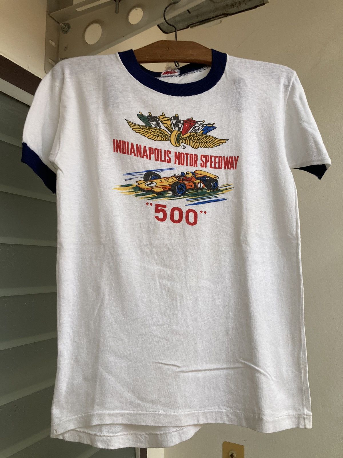 Vintage 60s 70s Indianapolis Motor Speedway Ringer Tee