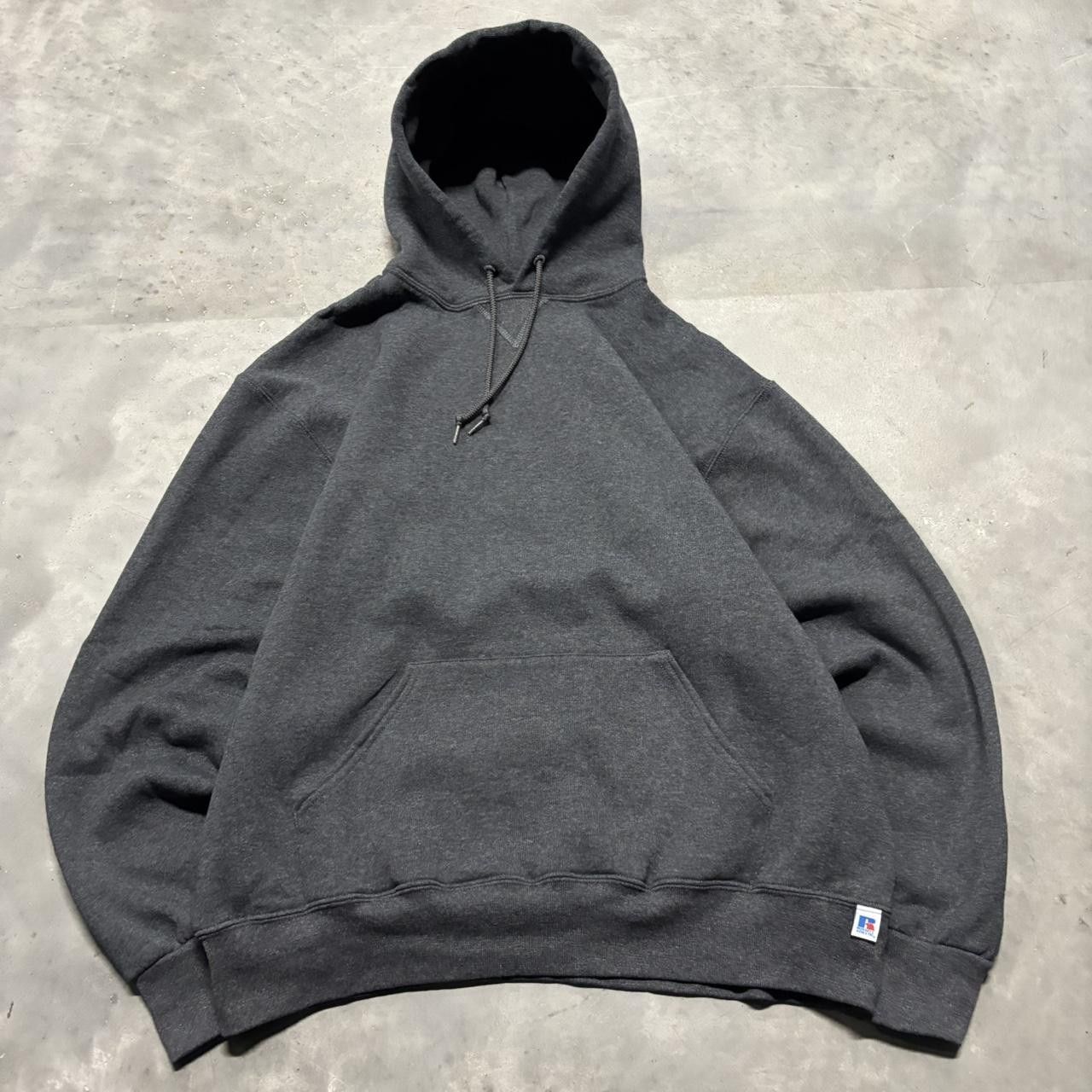 Crazy Vintage Y2k 2000s Grey Blank Russell Streetwear Essential Hoodie