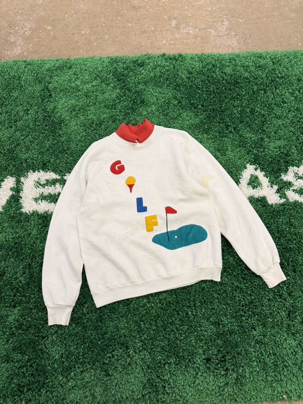 Vintage Jerzees Golf Embroidered Patch Sweatshirt Large