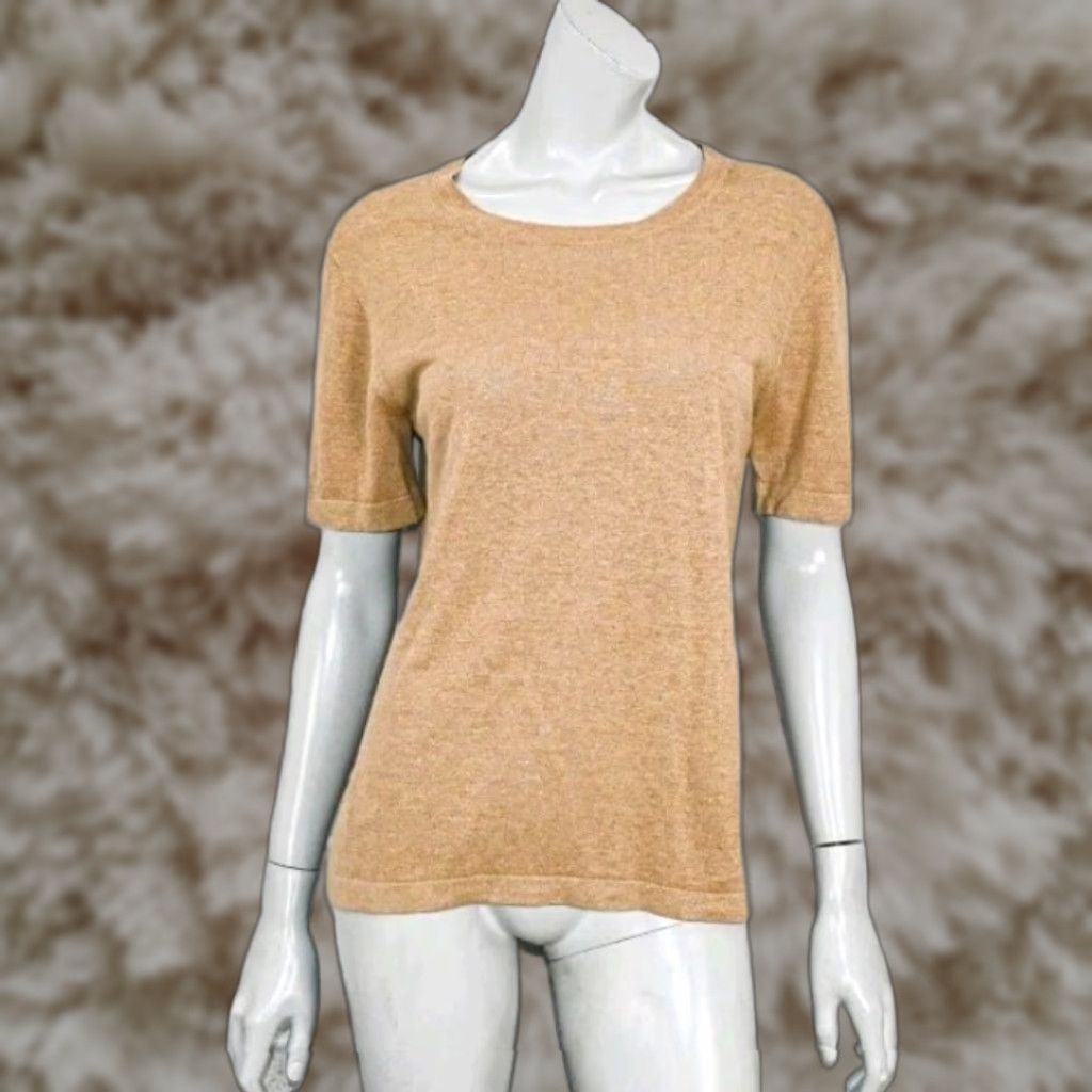 Vintage Jenni Kayne T Shirt Women Hemp Blend Summer Basic Tee Camel Brown Sz M Short Sleeve Round Ne