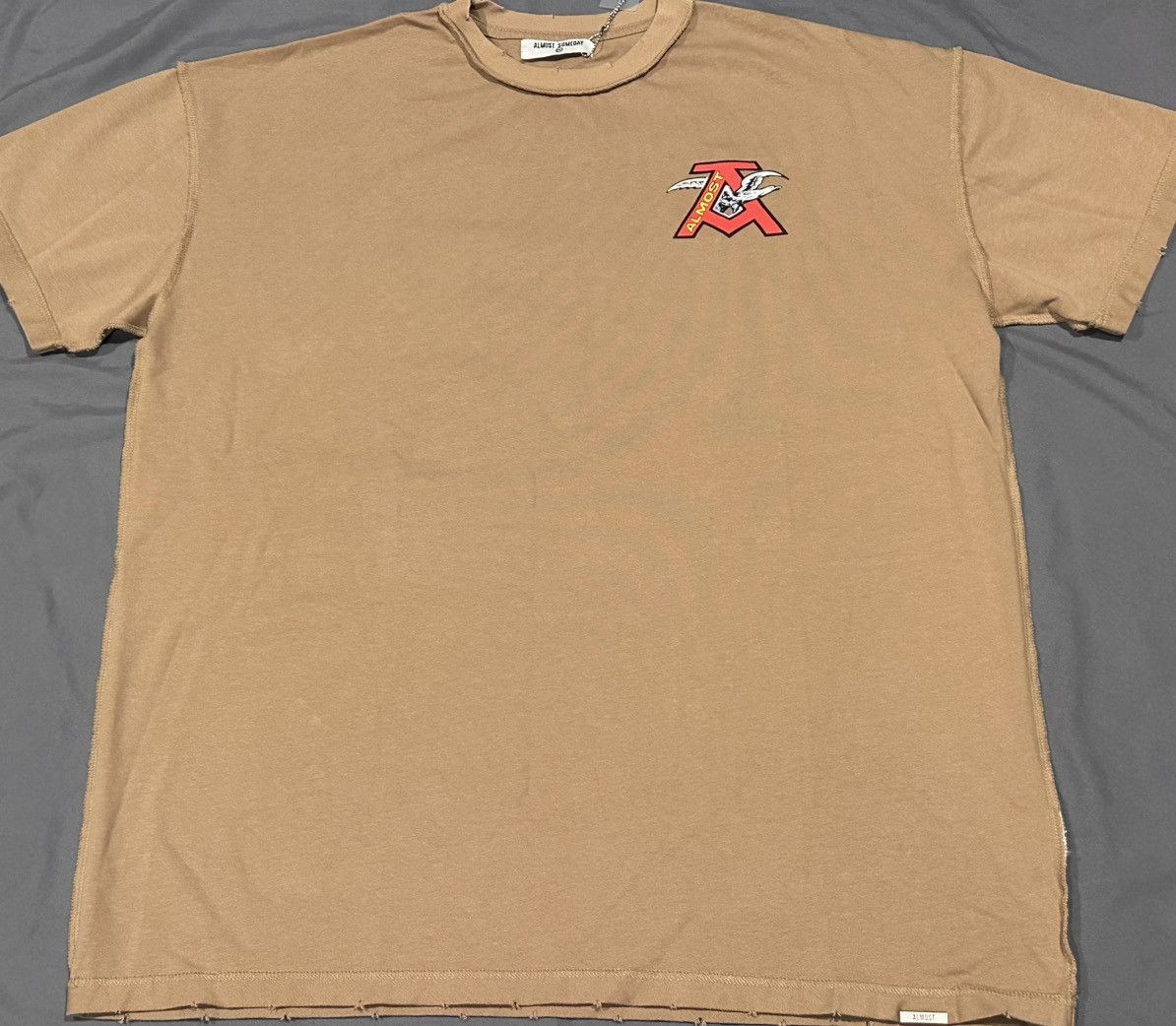 Other Almost Someday 2xl Distressed Oversized Logo T Shirt Tan Hoodie, Sweatshirt | FlexRushtees.com