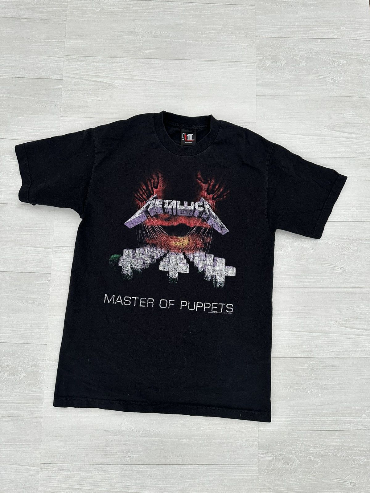 X Vintage Metallica Masters Of Puppets Giant Tag Tee Black Sz Large