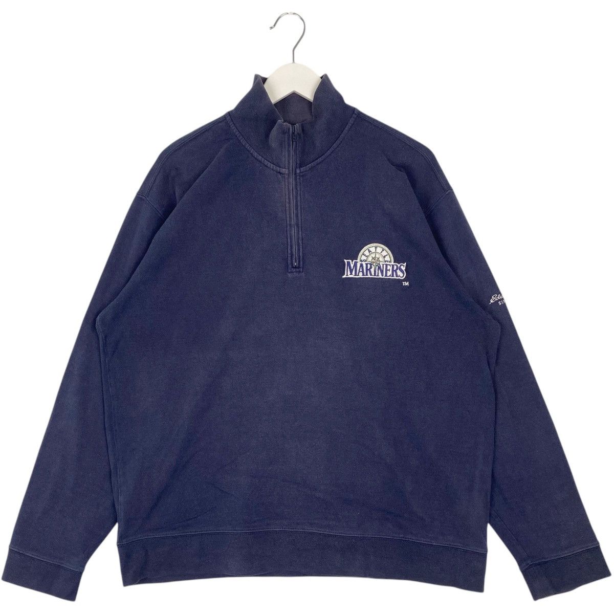 Vintage Eddie Bauer Embroidered Quater Zip Sweatshirt Blue