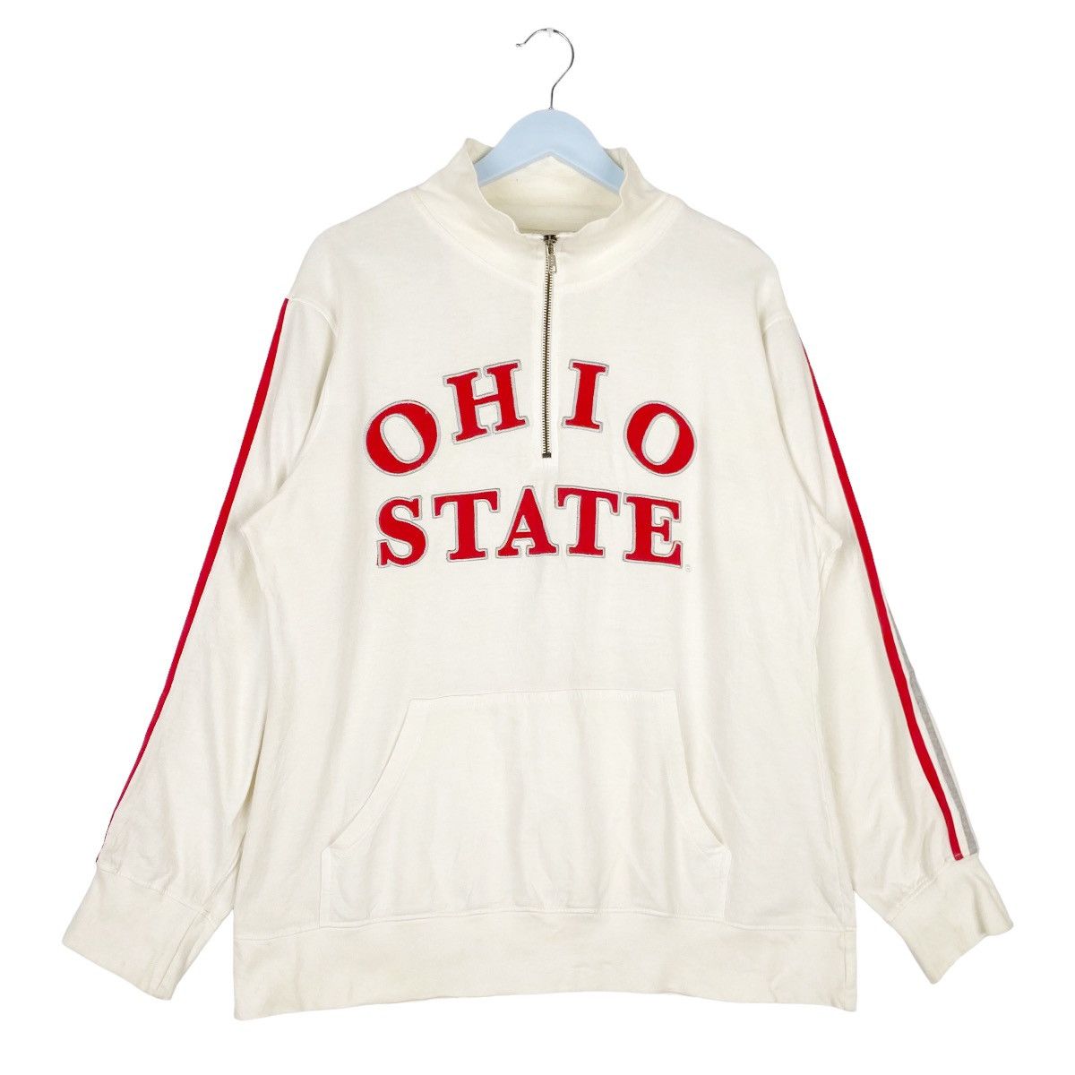 Vintage Ohio State Quater Zip Sweatshirt White Red