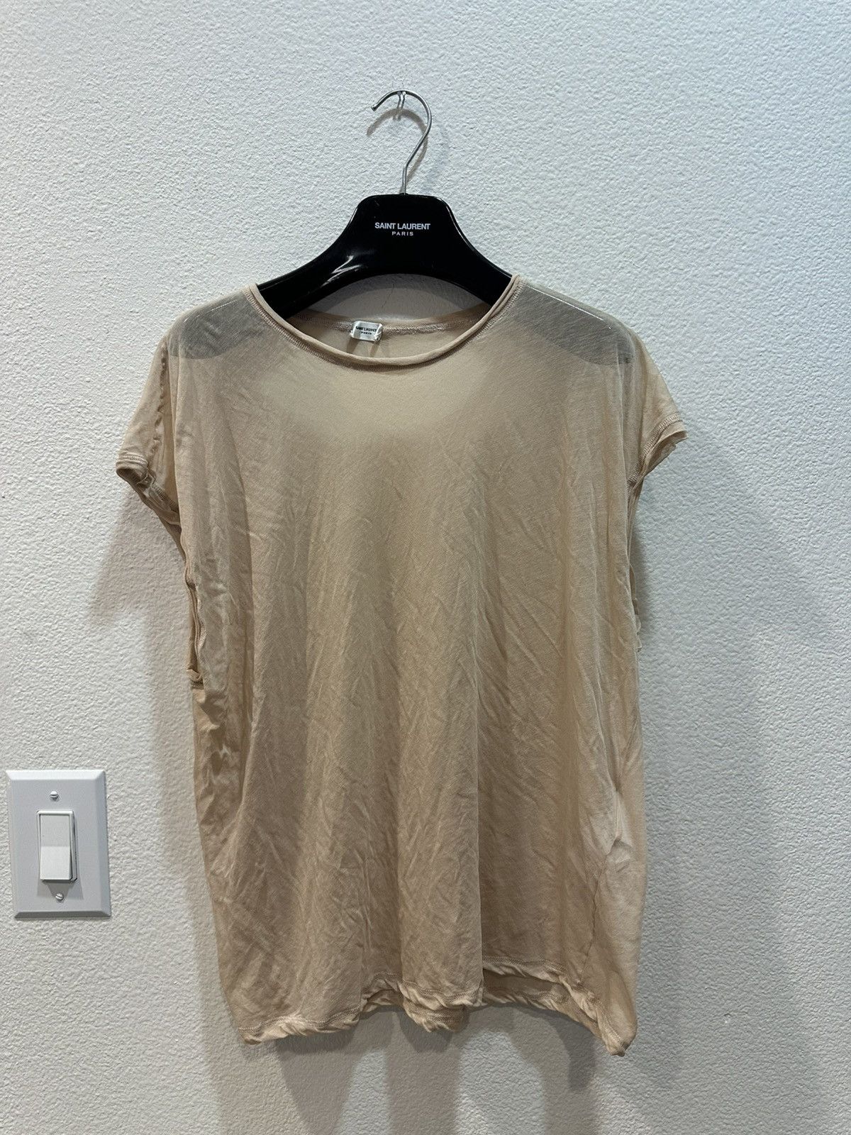 Saint Laurent Paris Sheer Sleeveless Tee Xl