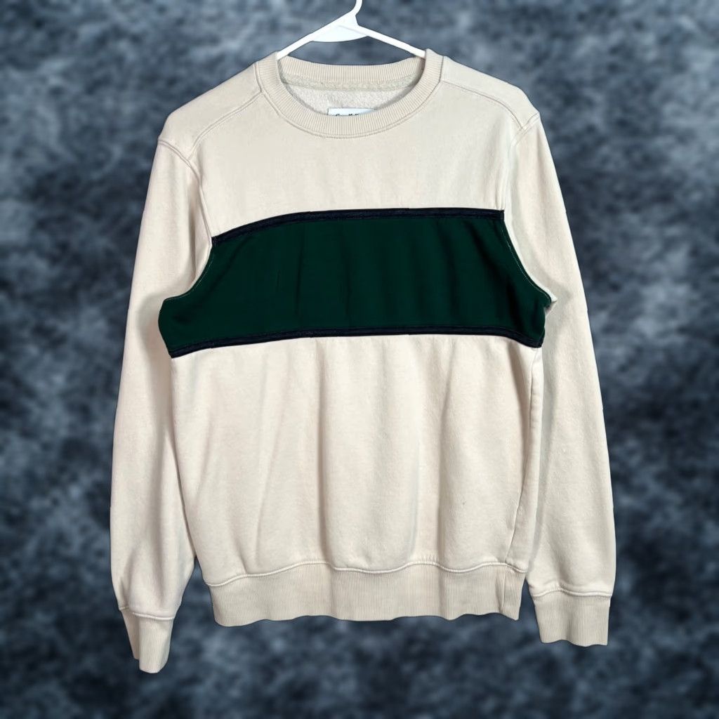 Vintage Goodfellow Sweatshirt Crew Neck Men S Small Beige Green Cotton Blend Pullover 8 10 Machine W
