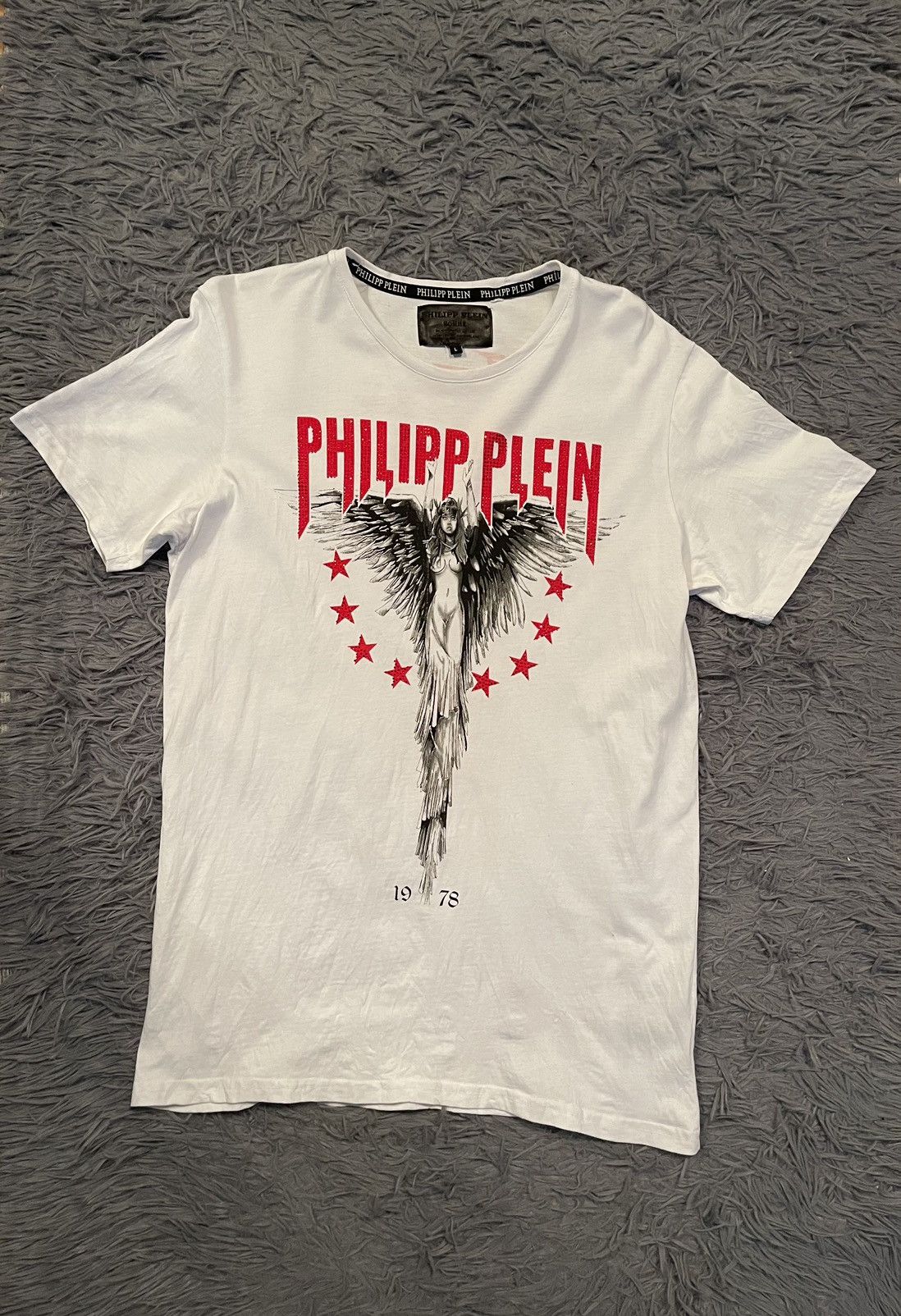 Plein Philipp Plein Shining Rhinestones Angel Logo T Shirt