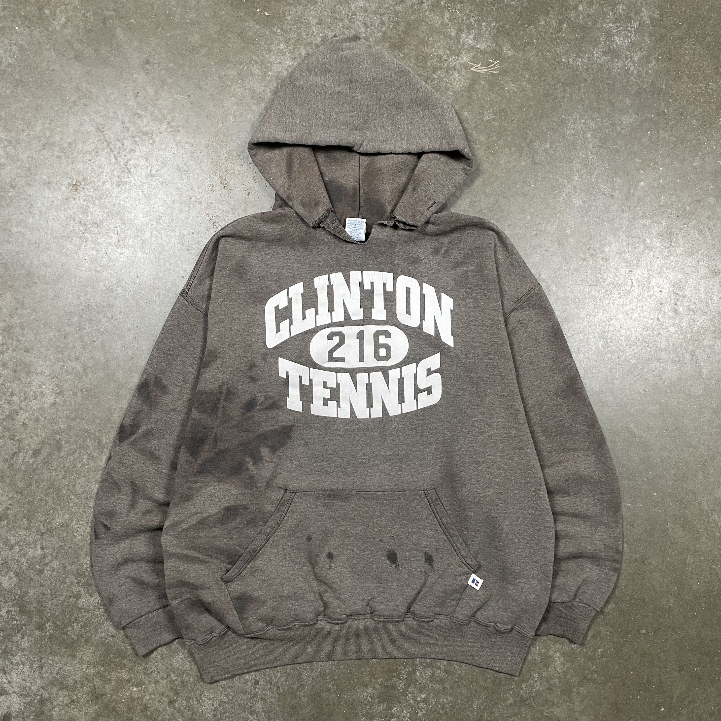 Vintage Black Faded Russell College Hoodie Grunge Skater 90s