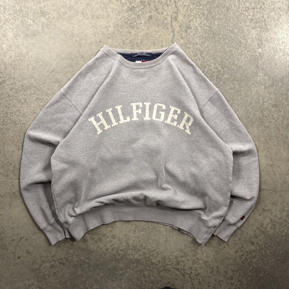 Tommy Hilfiger Vintage 90s Y2k Tommy Hilfiger Gray Crewneck Sweatshirt L T-Shirts, Hoodie | FlexRushtees.com