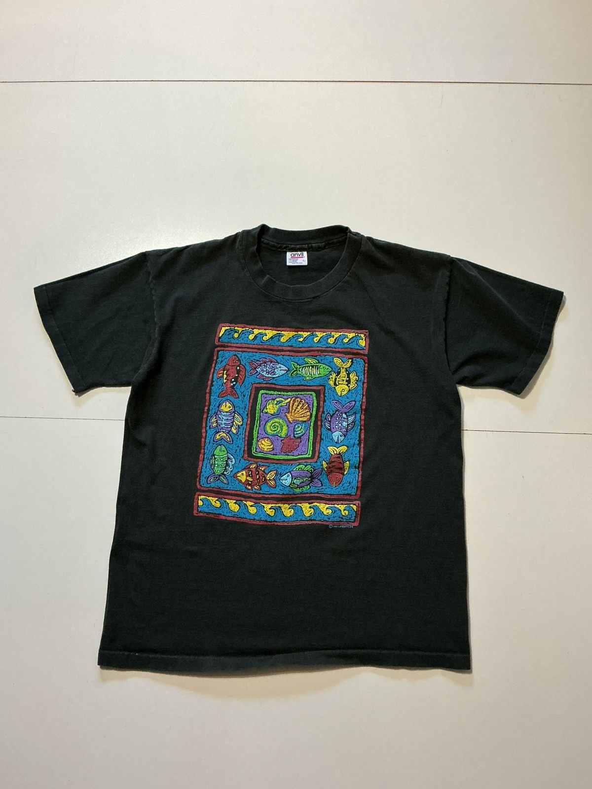 Vintage 1993 Lifestyles Fish Seashells Sea Ocean T Shirt