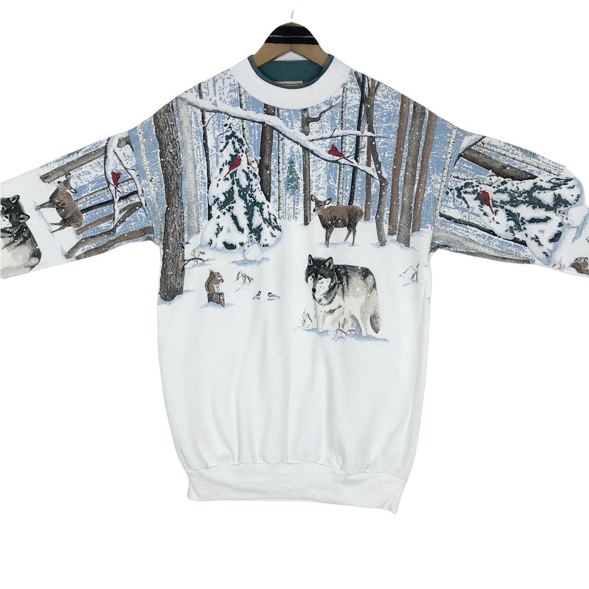 Woolrich Woolen Mills Vintage 90s Woolrich Christmas Winter Full Print Sweatshirt