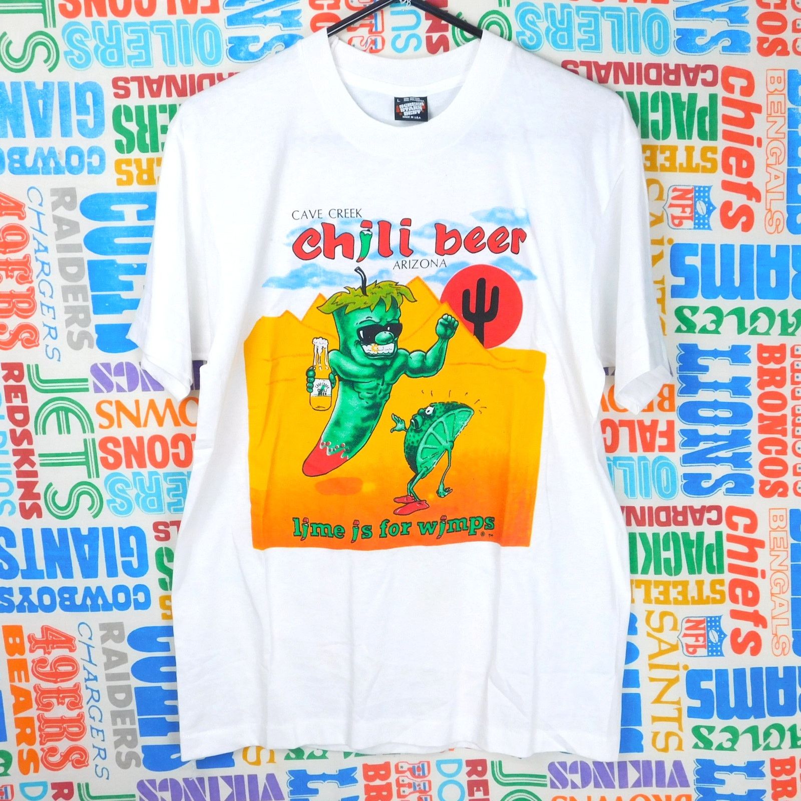 Fruit Of The Loom 90s Cave Creek Chili Beer T Shirt Size L Double Sided Ssb Hoodie, Sweatshirt | FlexRushtees.com