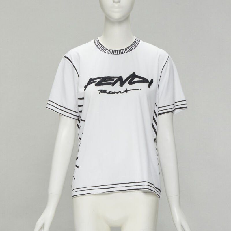 Fendi 2022 Joshua Vides White Cotton Illustration Print Logo Embroidery Tshirt M Hoodie, Sweatshirt | FlexRushtees.com