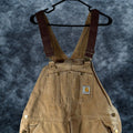 Vintage Carhartt Dungarees Overalls Mens 38x32 Brown Quilted Bib Double Knee Duck Canvas Na