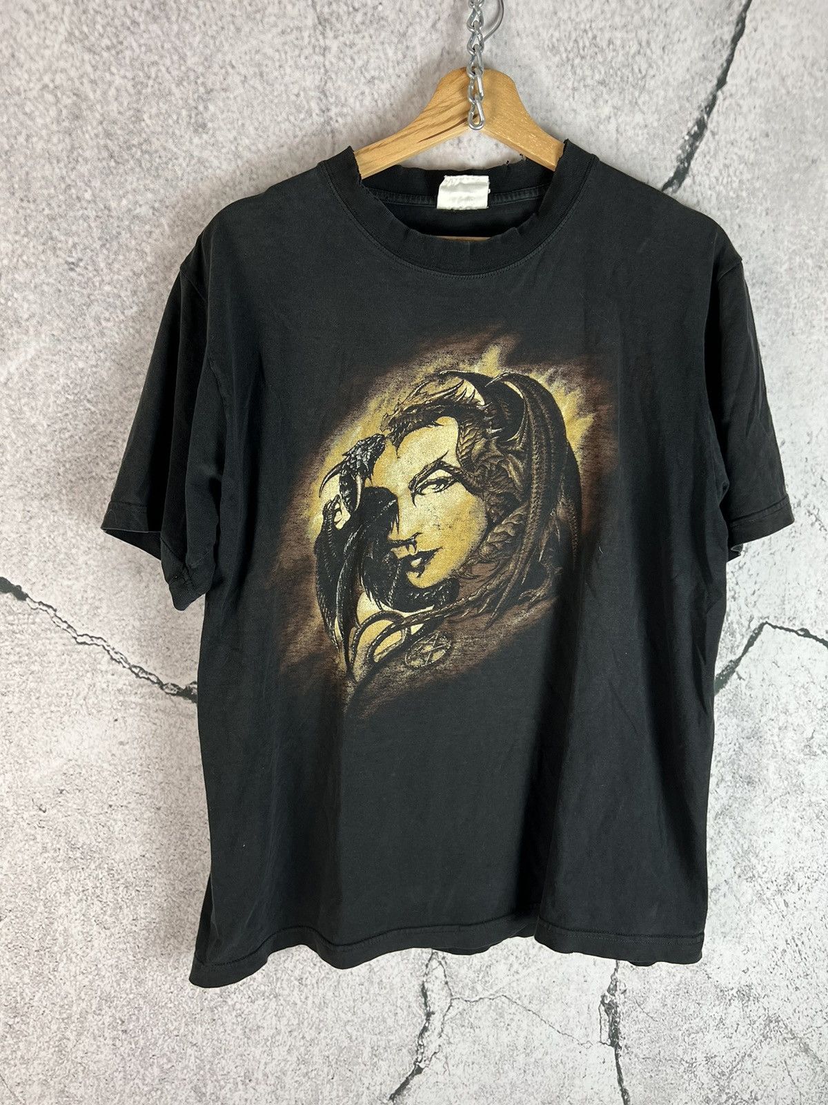 Band Tees Vintage 90s Japanese Dragon Tribal Faded T Shirt Y2k Style
