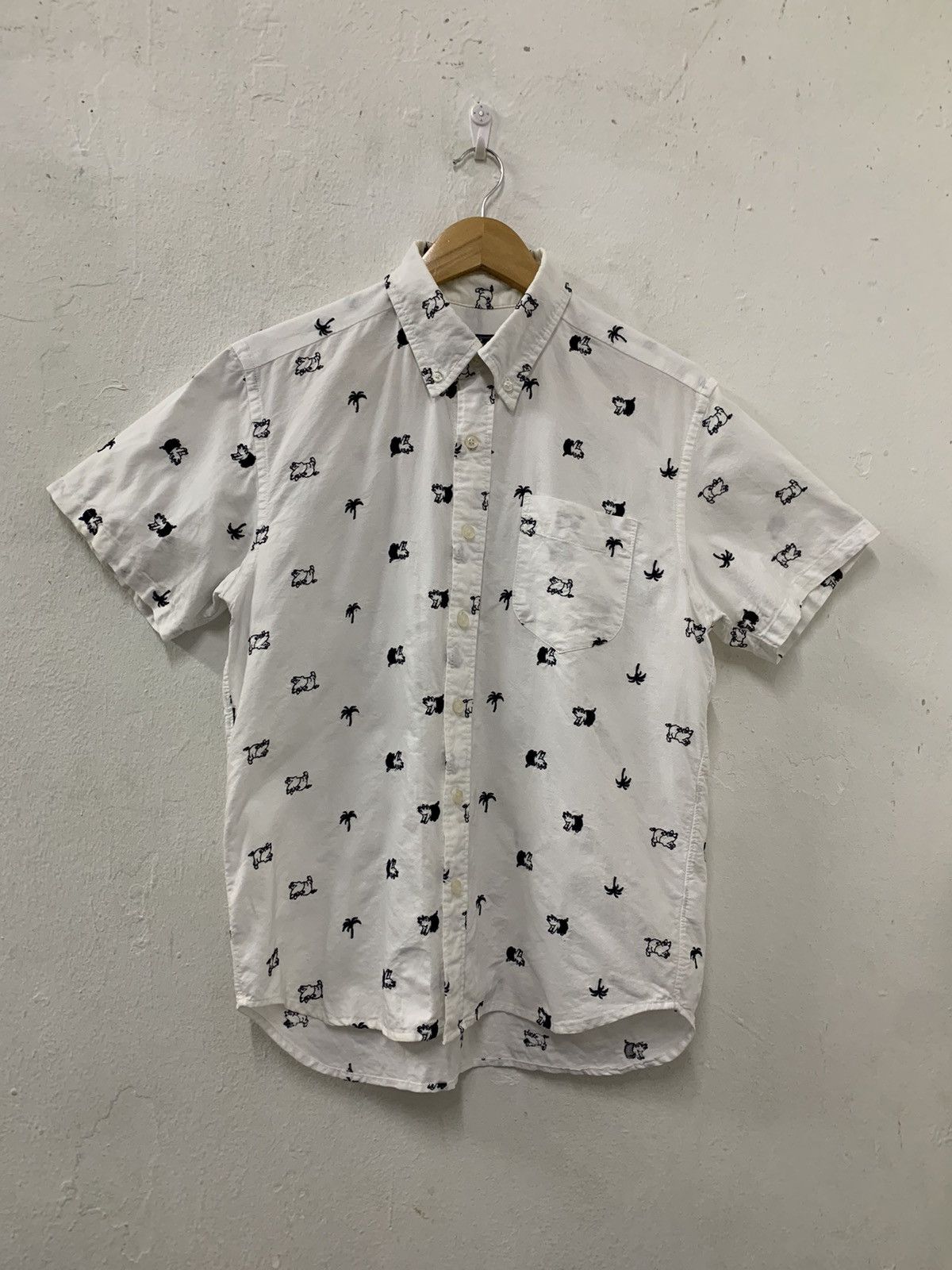 D Artisan Studio D Artisan Embroidered Pig Beach Cotton Shirt