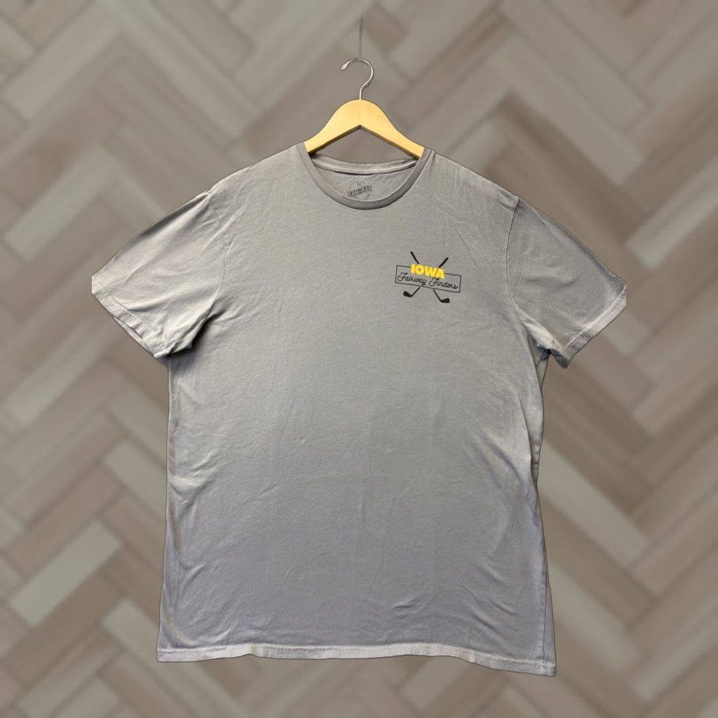 Vintage Iowa Men T Shirt Xl Gray Graphic Short Sleeve Crew Neck Casual Cotton Summer Fall Wi