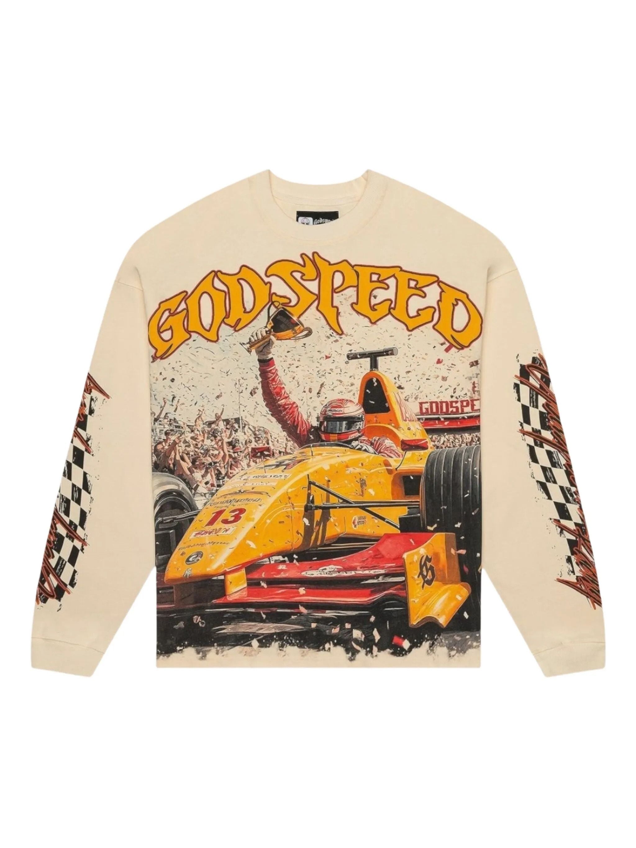 Godspeed F1 Finishline Ls Bone Tee Hoodie, Sweatshirt | FlexRushtees.com