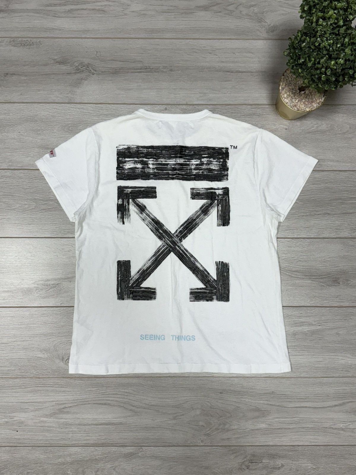 Off White Seeing Things Off White Brushed Tee Oversized Hoodie, Sweatshirt | FlexRushtees.com