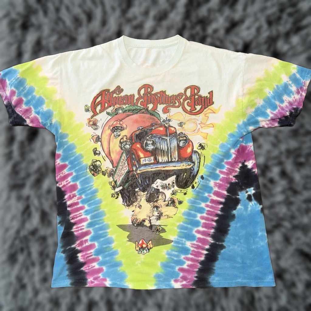 Vintage Vtg Allman Brothers Band Tie Dye T Shirt Xl Mushroom Mens