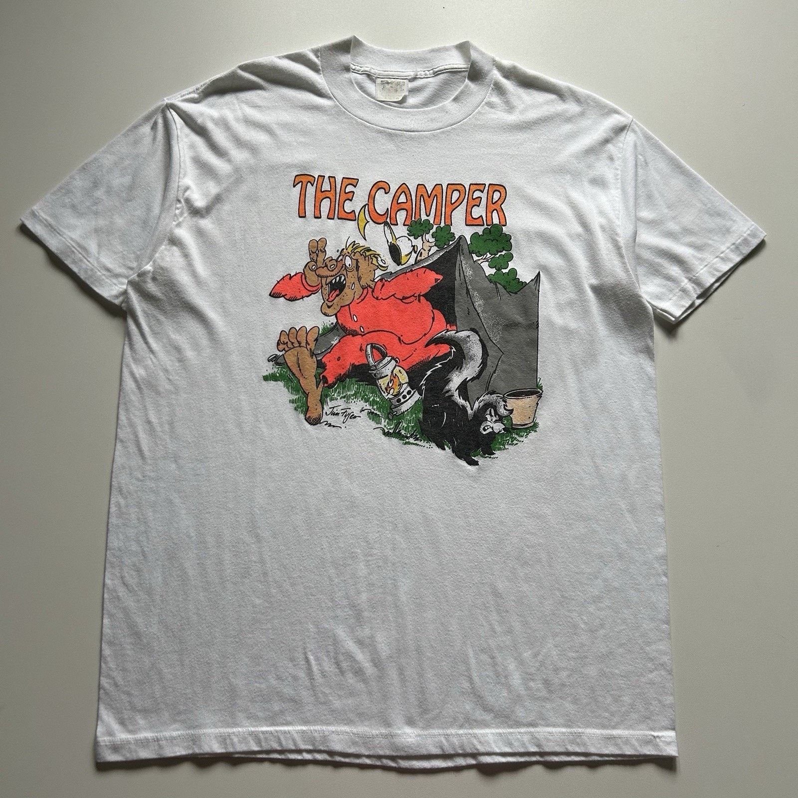Vintage The Camper Shirt Xl 90s Funny Camping Skunk Art Usa
