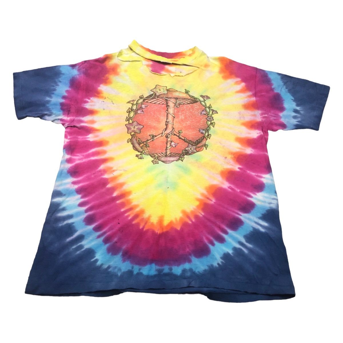 Vintage 90s Anvil Thrashed Peace Sign Mushroom Shirt Xl