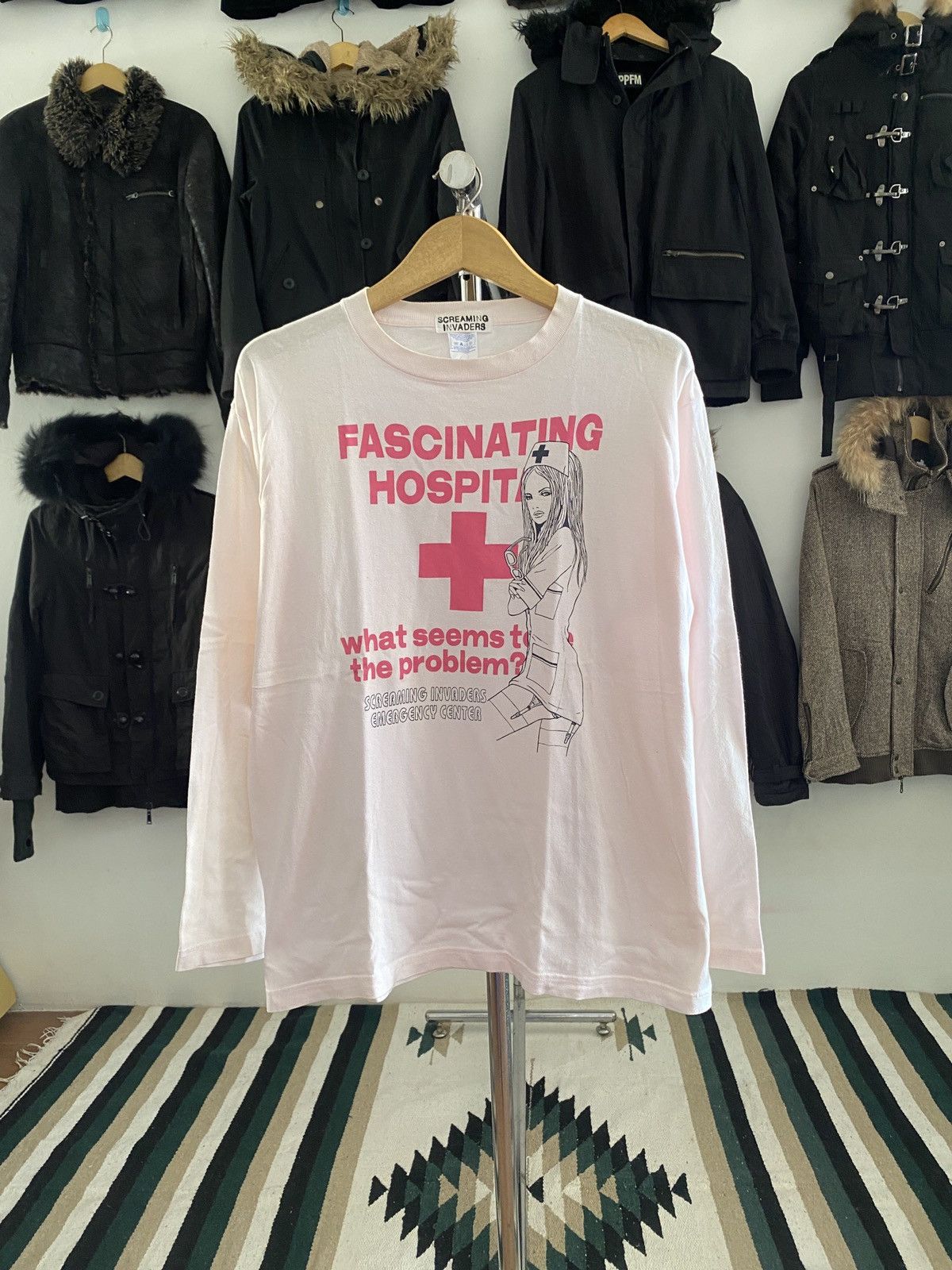 Japanese Brand Screaming Invaders Erd Hysteric Glamour Style Longsleeve Tee