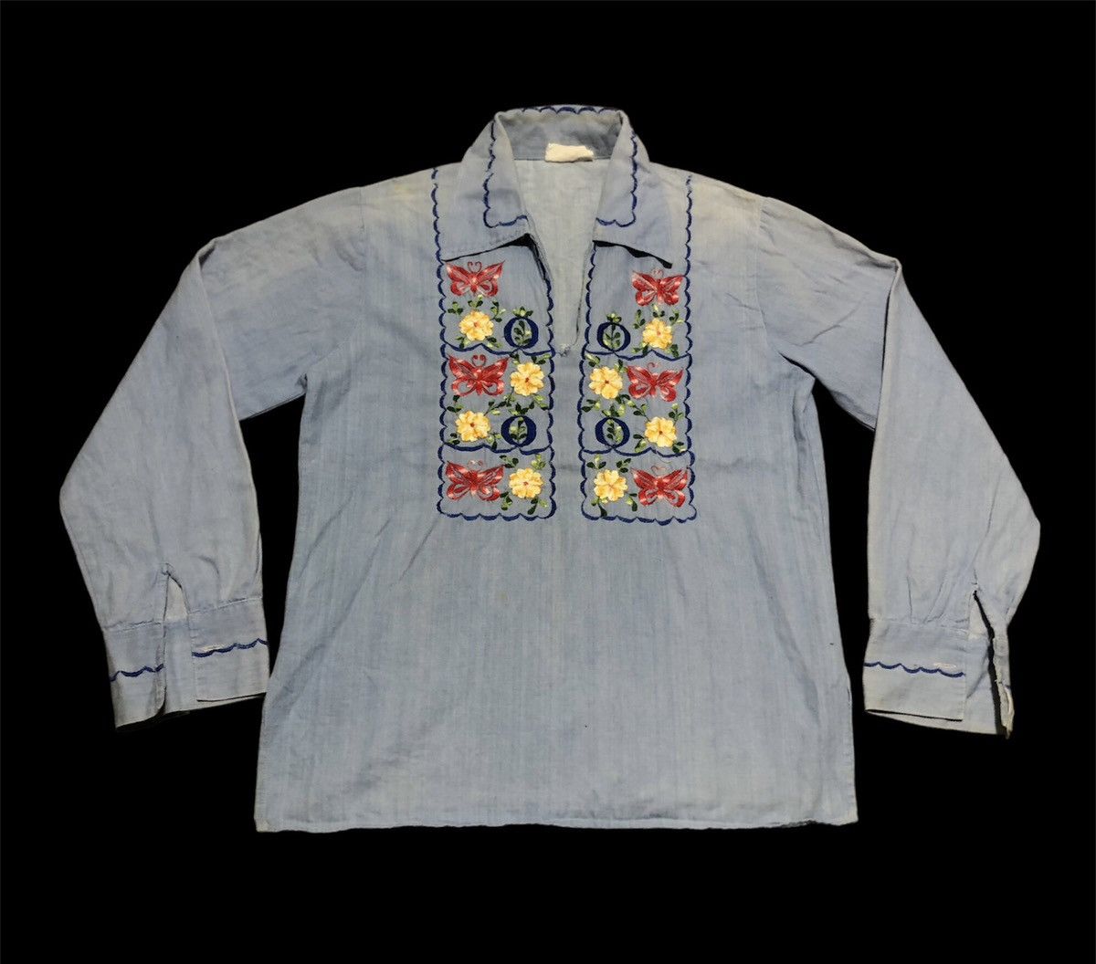 Vintage Binding Offer Rare Vintage 50s 60s Chambray Flora