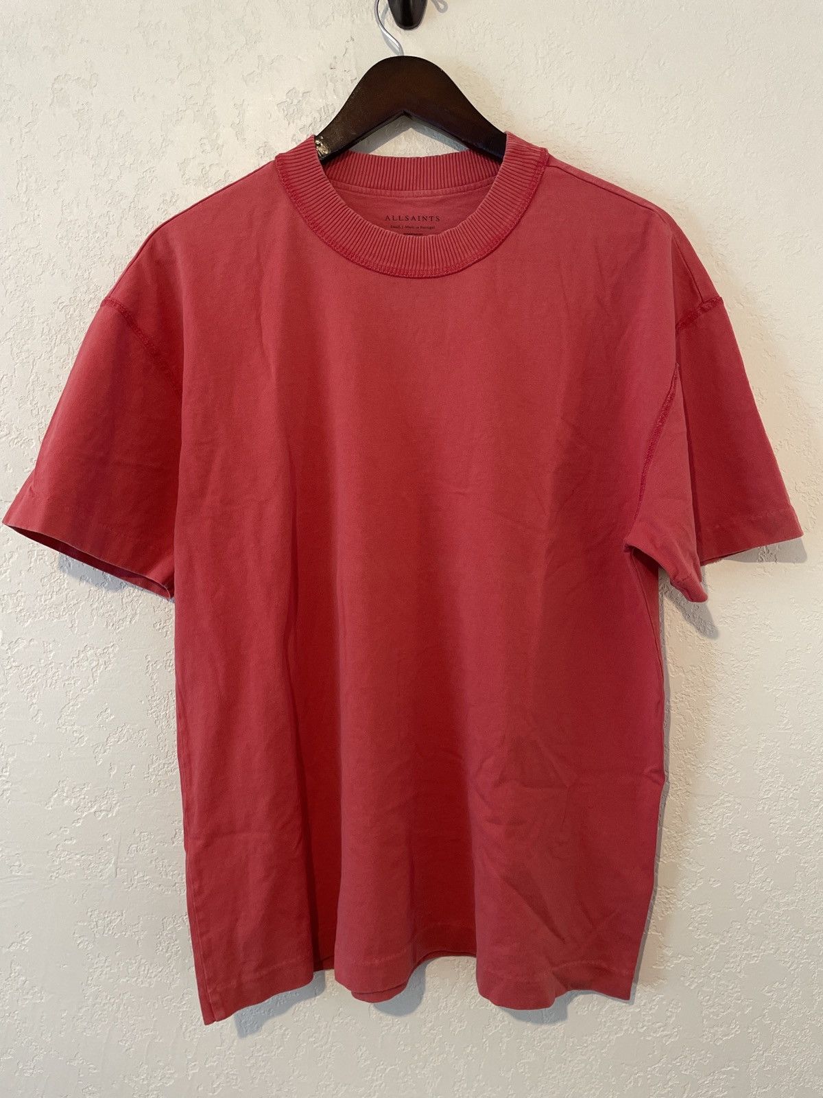 Allsaints Faded Red Boxy Tee Hoodie, Sweatshirt | FlexRushtees.com
