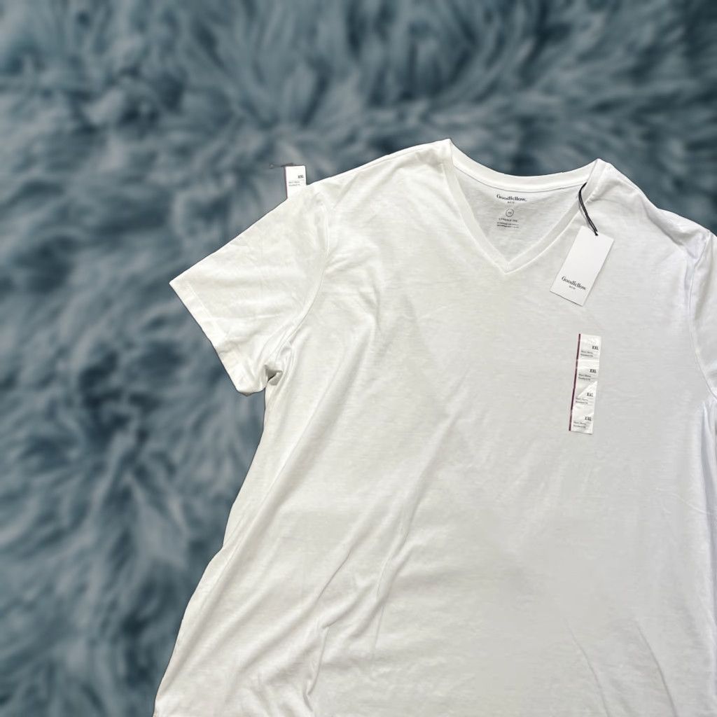 Vintage Goodfellow Co Shirt Lot 2 2xl Gray White V Neck Solid Jersey Cotton Polyester Outdoor Classi