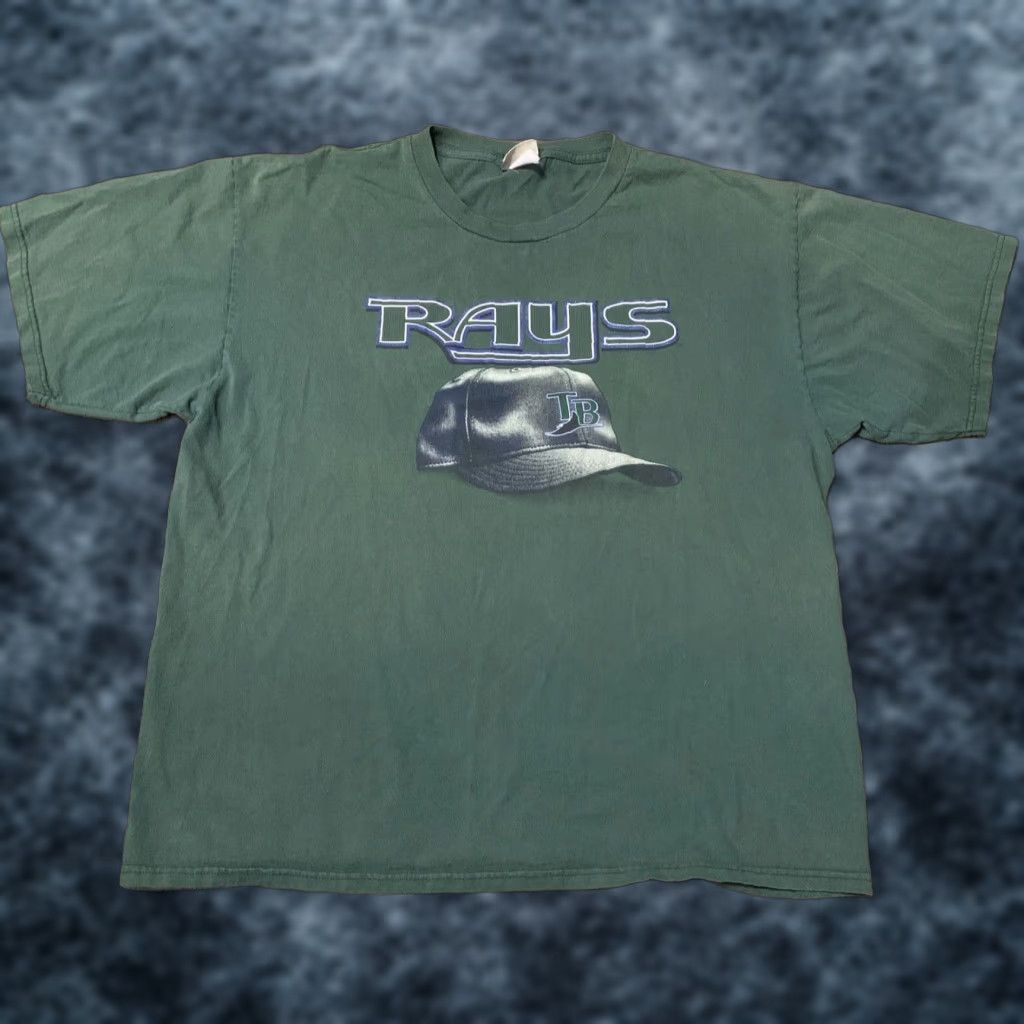 Lee Vtg Tampa Bay Devil Rays Shirt Mens Xl Green 90s Lee Sports Baseball Mlb Graphic Print Crew Neck Hoodie, Sweatshirt