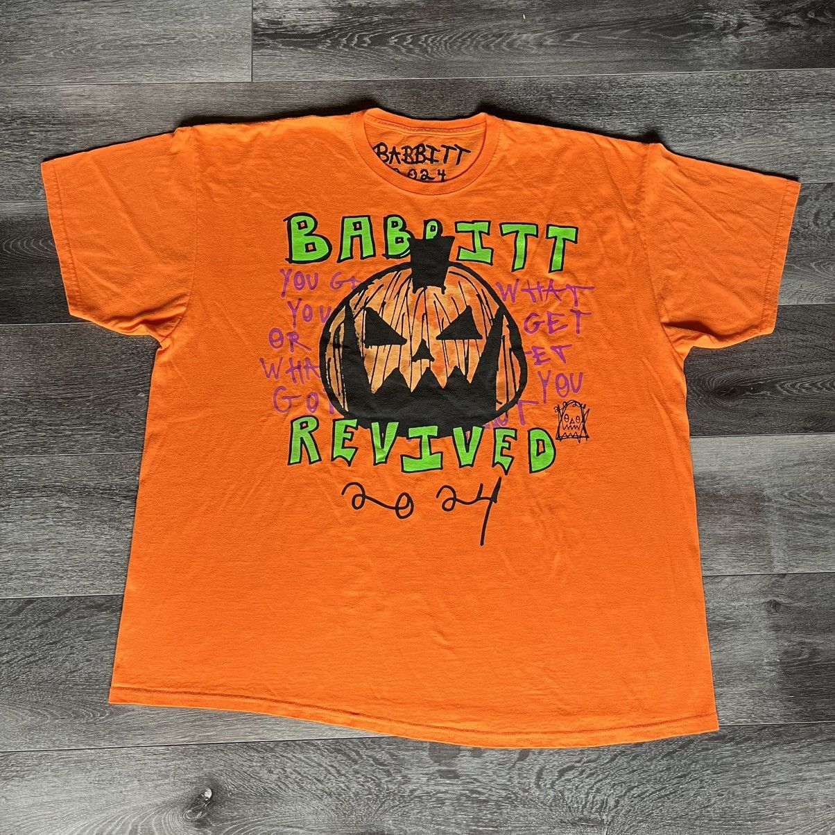 Asspizza Babbitt Revived 2024 Pumpkin Graphic Logo Tee Shirt