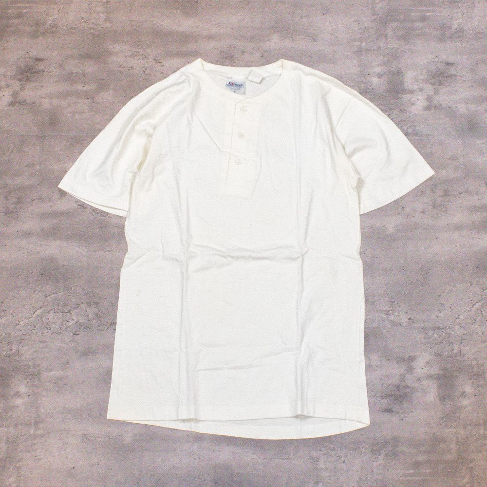 Vintage 1990 S Hanes Henley Blank Thrashed White Tee