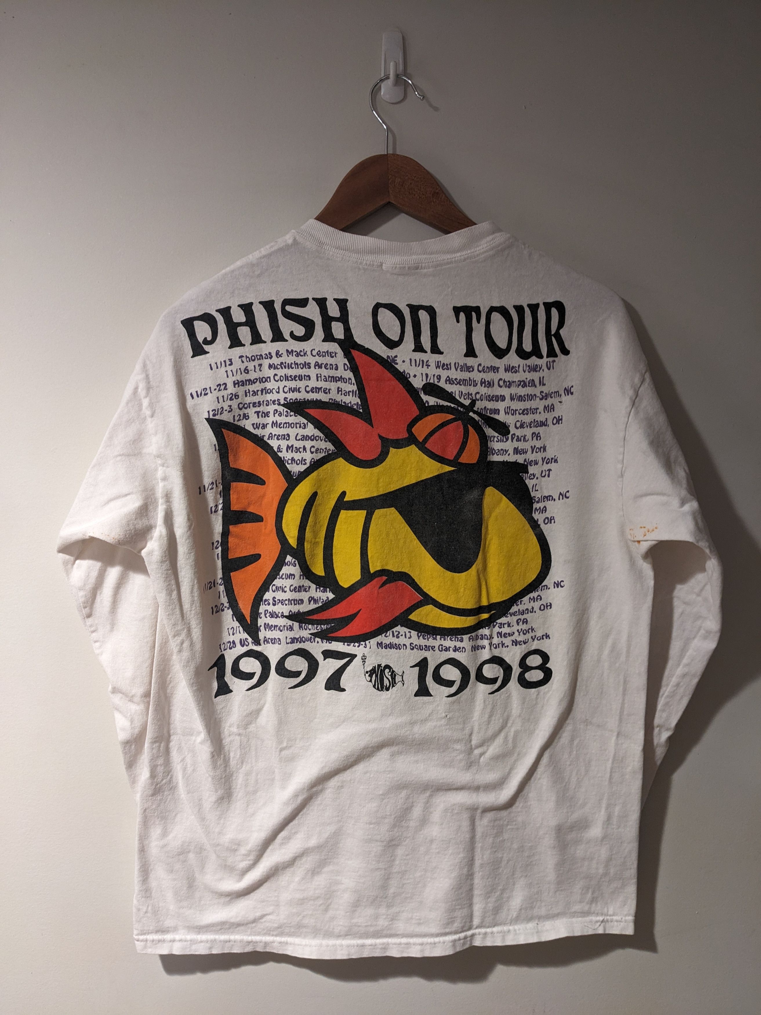 Vintage 1998 Phish On Tour White Medium Long Sleeve T Shirt Hoodie, Sweatshirt | AU16VibeMintTees.com