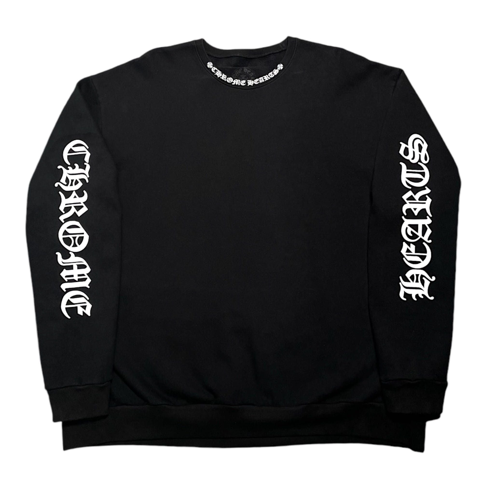 Chrome Hearts Neck Logo Crewneck Sweatshirt Black T-Shirts, Hoodie | FlexRushtees.com