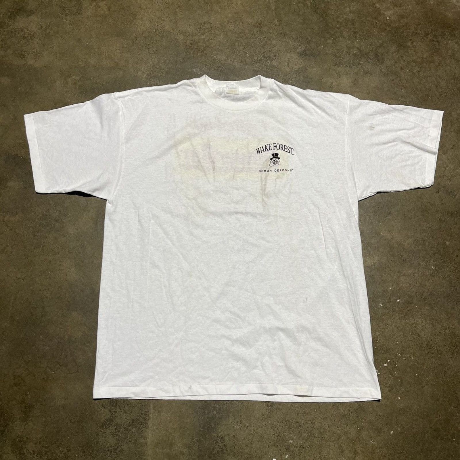 Vintage 90s Wake Forest University White Boxy T Shirt Hoodie, Sweatshirt | FlexRushtees.com