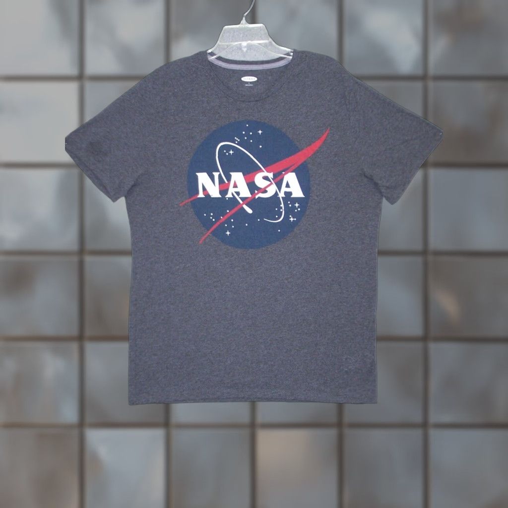 Old Navy Nasa Shirt Adult Large Gray Graphic Space Travel Stars Shuttle Outdoor Mens