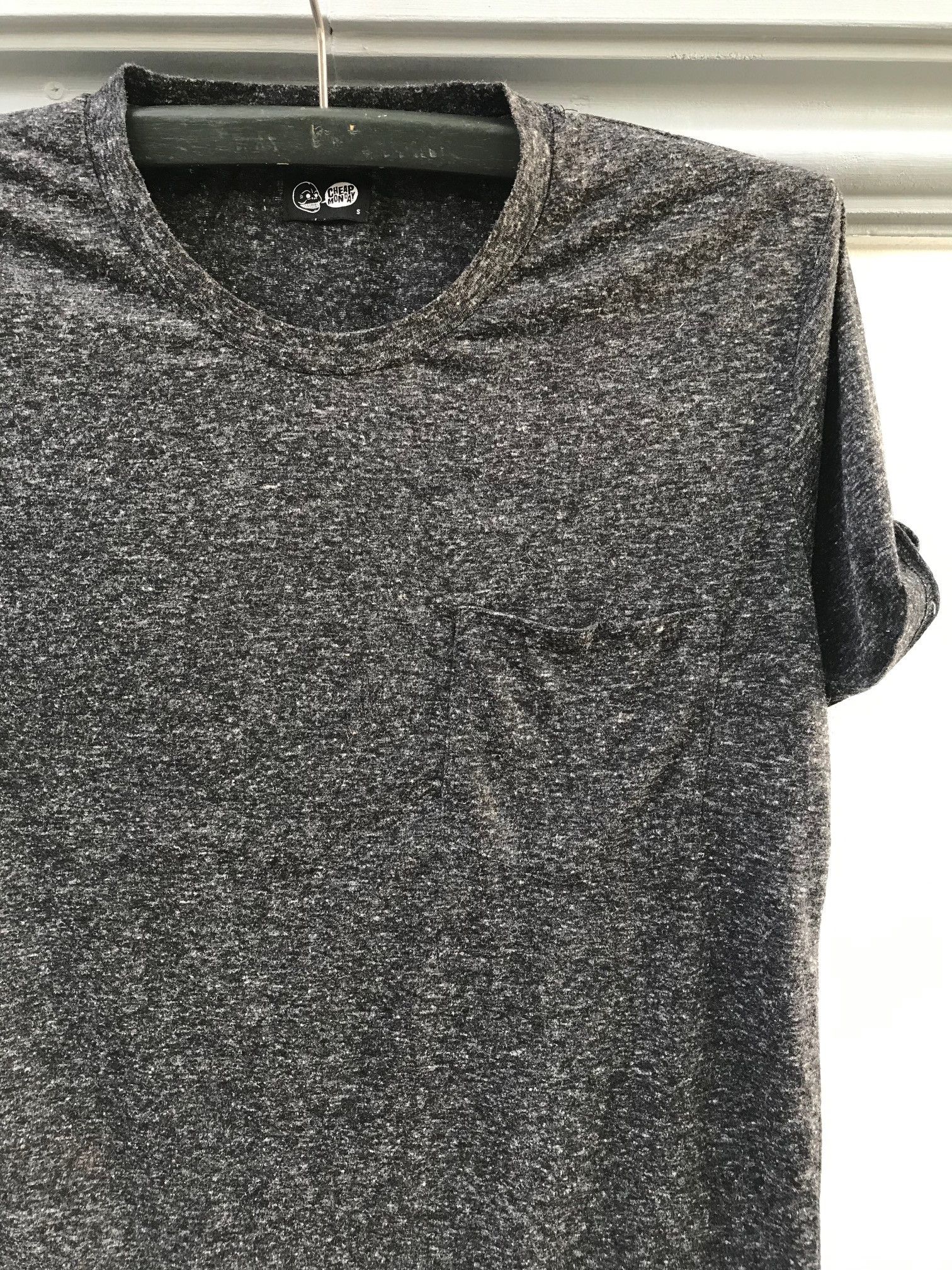 Vintage Cheap Monday Dan Pocket Heavy Black Melange T Shirt Hoodie, Sweatshirt | FlexRushtees.com