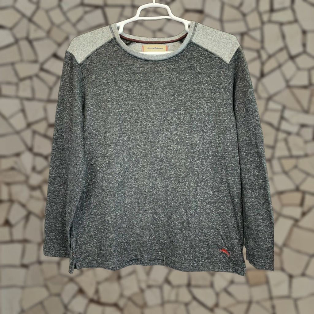 Bahama Tommy Bahama Men S Fleece Sweatshirt Size Large L Heather Gray Crew Neck Pullover Casua T-Shirts, Hoodie