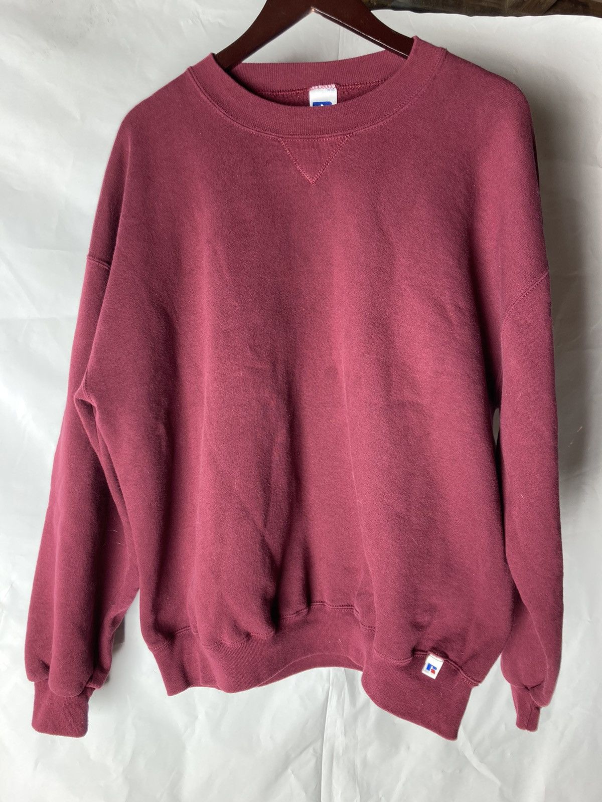 Vintage 90s Russell Crewneck Blank Maroon Xxl Made In Usa